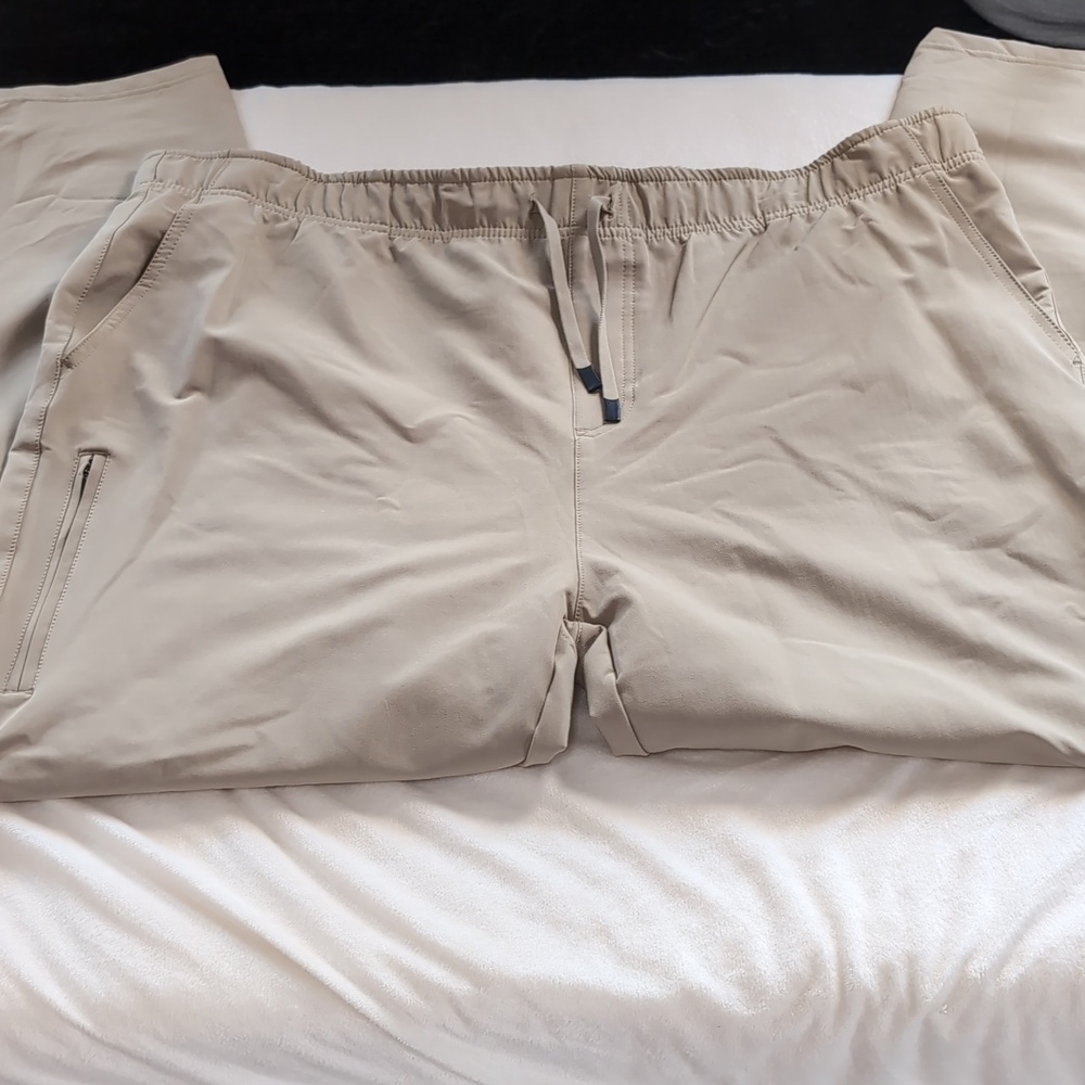 Men's Size 3X Vively Fleece Lined Khaki Elastic Drawstring Waist Athletic Pants - Picture 3 of 12